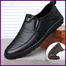Mocasines de cuero PU antideslizantes para caminar transpirables al aire libre sin cordones informales para hombre
