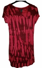 Mini Vestido ceñido al cuerpo Redfox rojo borgoña tie-dye manga corta para mujer talla L
