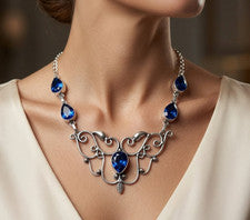 Collar Tanzanita Azul Mujer Plata de Ley 925 Hecho a Mano Joyería S-18 pulgadas