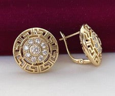 Luxus Ohrringe Creole Zirkonia Kristalle 585er Gelbgold 14K vergoldet Damen 18mm