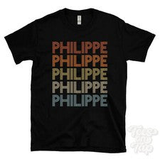 CAMISETA PHILIPPE ESTILO RETRO REPETIDO Hombre y Mujer Novedad Genial Nombre Regalo