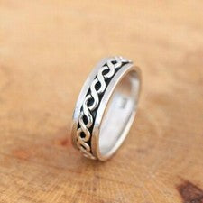 Anillo de 7 mm liso de plata de ley 925 con banda de preocupación giratoria celta para hombre y mujer