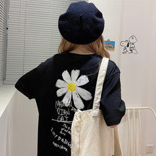 Camiseta Top Para Mujer Verano Manga Corta Suelta Coreana Media Manga Top