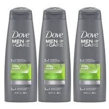 Champú y acondicionador 2 en 1 Dove MEN + Care, fresco y limpio 12 oz (lote de 3)