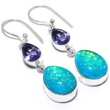Pendiente de joyería de plata esterlina 925 con piedras preciosas de tanzanit...