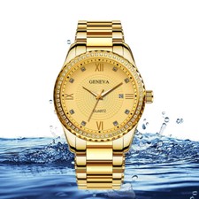 Reloj Hombre Cuarzo Dorado Impermeable Clásico Acero Inoxidable Negocios Relojes De