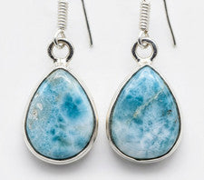 Pendientes de piedras preciosas naturales Larimar plata de ley 925 joyería para mujer S-1 pulgada