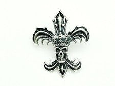 Flor De Lis Calavera Plata Amuleto Colgante Colgante 925 Cadena Celta Calavera