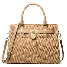 Bolso Cartera Michael Kors Hamilton Mediano Matelassé Camel