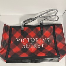 Bolso de Mano Victoria's Secret Mujer Grande Rojo Negro Búfalo Cuadros Imitación Cuero