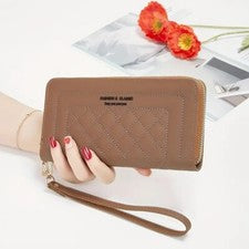Bolso de Mano Cartera De Cuero Mujer Moda Largo Billetera Cremalera De Monedero