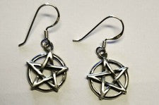 Pendientes PENTAGRAMA Talismán Amuleto REAL Plata 925 Signo de protección Estrella SS256
