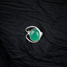 Anillo de plata de ley 925 con piedras preciosas de ónix verde hecho a mano joyería regalo para mujer