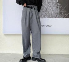 Hombre Moda Diseño Gris Suelto Traje Pantalones Juveniles Informales Pierna Ancha Pantalones Pantalones