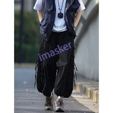 Pantalones japoneses sueltos de pierna ancha estilo callejero para hombre pantalones informales unisex