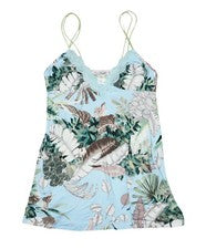 Pijama Top Linea Donatella Palm Garden Floral Encaje Ribete Chemise Para Mujer Nuevo con Etiquetas