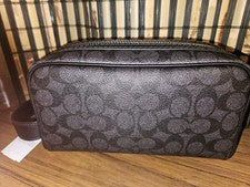 Kit de viaje Coach pequeño en lona exclusiva carbón/negro nuevo con etiquetas venta al por menor: $178