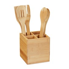 Soporte utensilios de cocina 4 compartimentos natural soporte para cubiertos