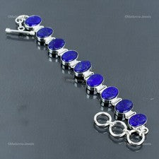 Venta de San Valentín 925 Plata de Ley Lapislázuli Piedras Preciosas Boda Cadena Pulsera