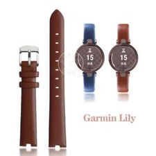 Correa de reloj de cuero genuino para Garmin Lily Series 14 mm negro blanco correa de moda