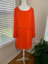 Vestido Gianni Bini Mujer Grande Naranja Popover Cintura Elástica Carrera Domingo Fiesta