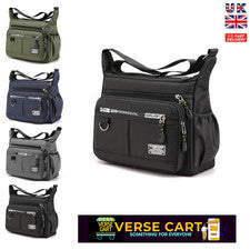 Bolso de Hombro Viaje Multi Bolsillo Impermeable Hombres Bandolera Mensajero Bolso de Mano Reino Unido