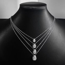 Collar colgante solitario moissanita corte pera de 1-4 quilates cadena de plata de ley 925