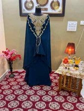 Vestido Ramzan Eid Farasha Trabajo a Mano Largo Caftán Abaya Venta Marroquí Dubai Elegante