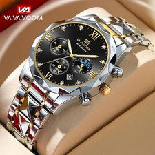Reloj Hombre 2024 Lujo Cronógrafo Acero Inoxidable Impermeable Cuarzo Reloj
