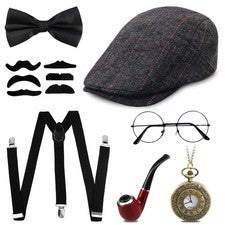 Grantop 1920s Gatsby Disfraz para Hombre, Años 20 Hombres Vestido Elegante Conjunto de Accesorios, Re...