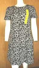 Nuevo Cómodo Vestido Ellen Tracy Talla S Jersey Tejido Negro Blanco Gris Estampado con Bolsillos
