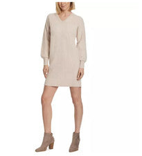 Vestido suéter Jessica Simpson cuello en V para mujer talla XL beige claro