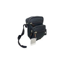 Bolso de Viaje Pequeño Unisex Múltiples Bolsillos con Cremallera y Correa Ajustable Negro