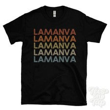 CAMISETA LAMANVA ESTILO RETRO REPETIDO Hombre y Mujer Reino Unido Lugar Nombre Regalo