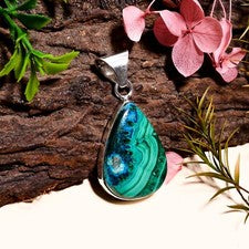 Malaquita Shattuckita Multi Piedras Preciosas Sólidas Plata de Ley 925 A-37