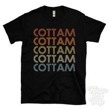 CAMISETA COTTAM ESTILO RETRO REPETIDO Hombre y Mujer Novedad Genial Nombre Regalo