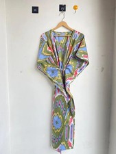 Vestido de baño de algodón indio Multi Ikat Kaftan para mujer ropa de moda caftán