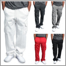 Pantalones informales rectos de cintura elástica color liso suelto de moda informales para hombre