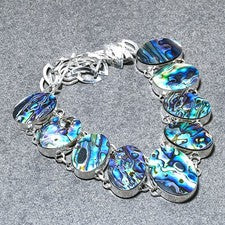 Collar hecho a mano concha de abulón forma ovalada de piedras preciosas para mujer 18" SR 6633