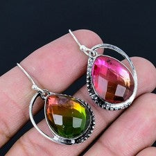 Pendiente de joyería de plata esterlina 925 hecho a mano con piedras...