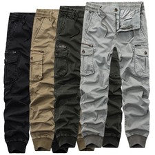 Pantalones de chándal largos de carga para hombre bolsillos ajustados informales