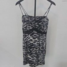 S.L. Mini Vestido Fashions Para Mujer Estampado Animal Tirantes S Negro Blanco Cuello Cuadrado
