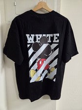 Camiseta Negra Off White X Mickey Estampado Gráfico Algodón Calce Regular S/M/L/XL