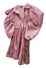 Vestido Completo Rosa Corto Highlight con Mangas Abullonadas Grandes - Precioso L Nuevo sin Etiquetas