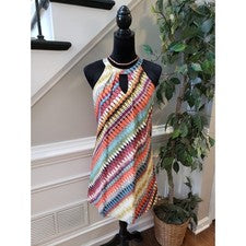Vestido As U Wish Mujer M Multicolor Sin Mangas Ikat Halter Cerradura Boho Chic