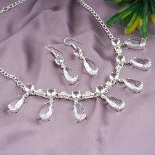 Conjunto de joyas de plata de ley 925 con piedras preciosas de topacio blanco talla 18"