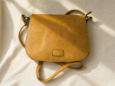 Bolso Bandolera Mujer Tostado Mostaza Bolso de Hombro Multi Compartimento Marca Italiana