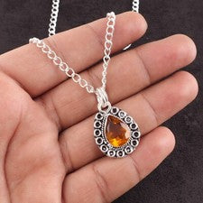 Colgante de joyería de plata de ley 925 hecho a mano con piedras preciosas de citrino regalo para ella