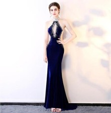 Vestido de Noche Halter Empalme Para Mujer Pasarelas Disfraz Empalme Vestido Largo Completo