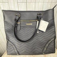 Bolso de mano para mujer Ivy London nuevo con etiquetas negro 13” de alto elegante estilo dorado con tachuelas # 30-0128